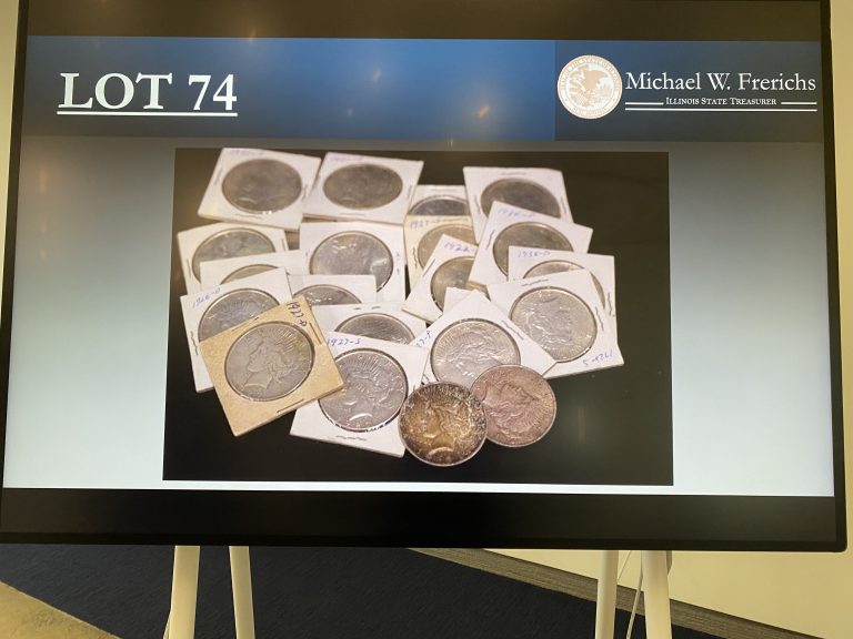 Coins on display at 2025 Unclaimed Property Auction Preview