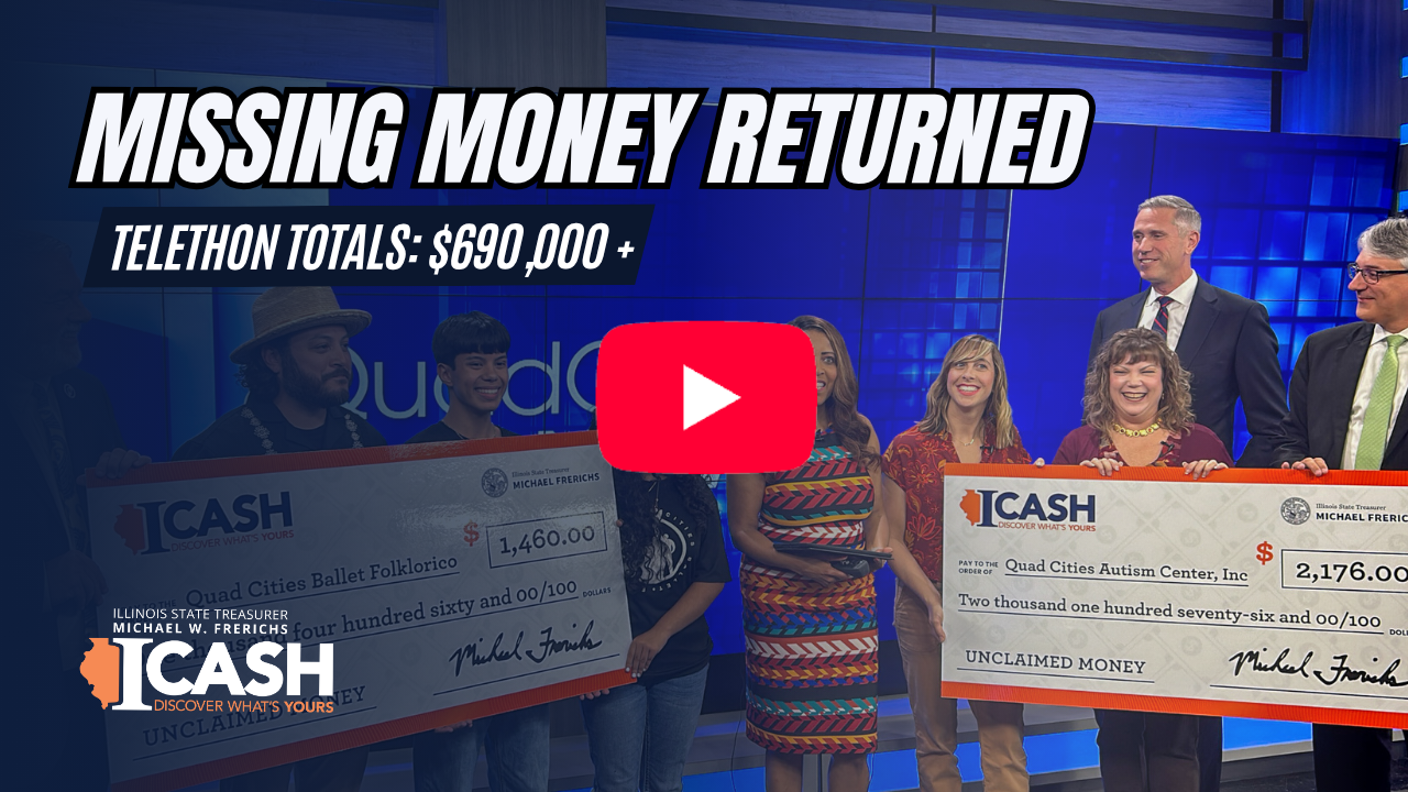 Video: smiling group of people holding a large ICash check